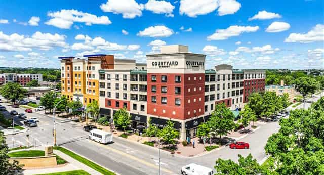 Elevated photo of three hotels near Mayo Clinic in Rochester Minnesota